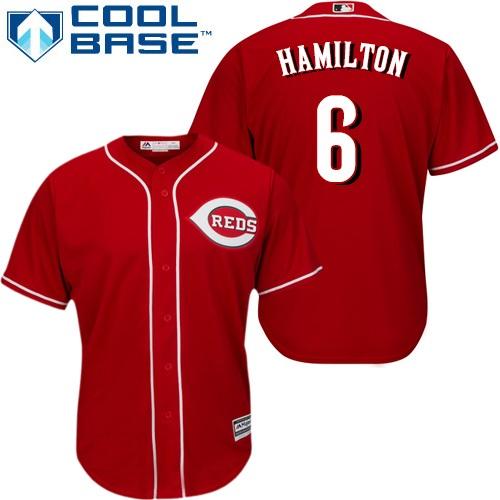 Reds #6 Billy Hamilton Red Cool Base Stitched Youth MLB Jersey